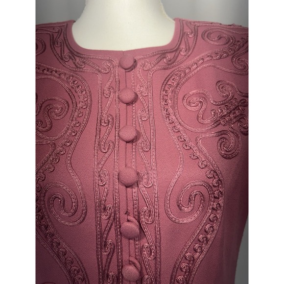 Karin Stevens Woman's 8 SS Mauve Lined Attached Jacket Wedding guest Dress - Picture 3 of 13